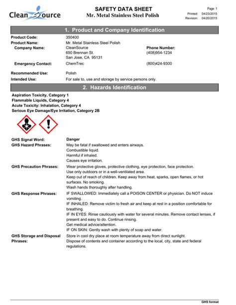 stainless steel safety report